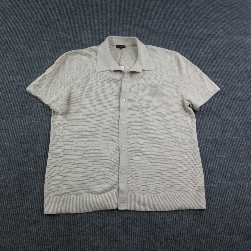 Quince Polo Shirt Mens 2XL Beige Mesh-Stitch Button-Up Sweater Polo NWT